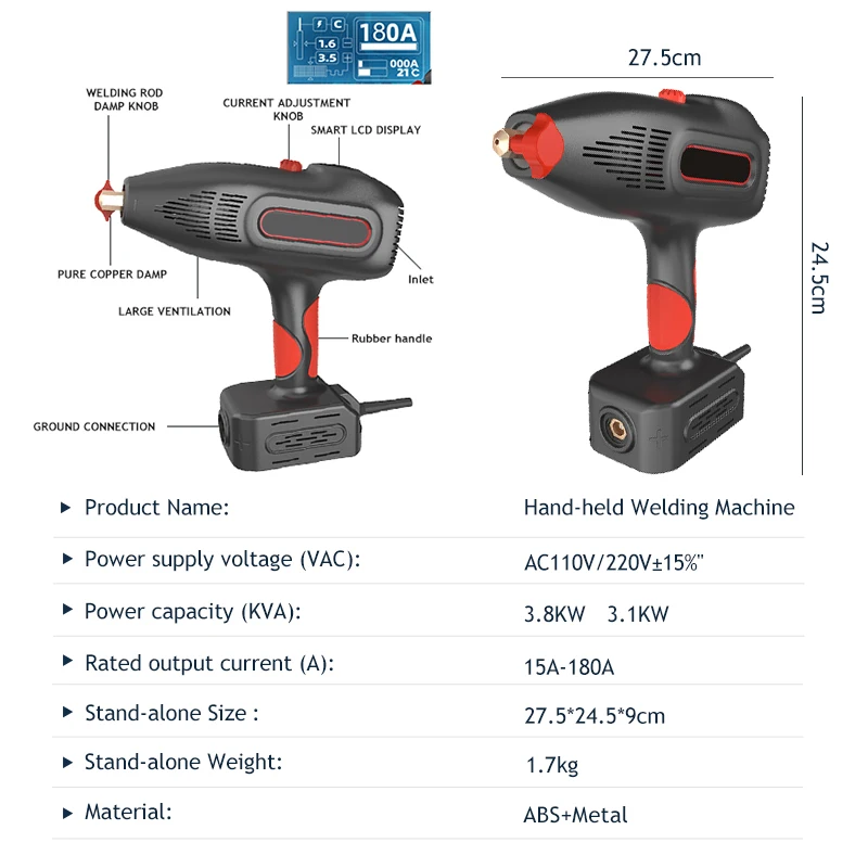 EU/US Plug Handheld Arc Electric Welding Machine Full Digital Intelligence 2.5-4.0mm Welding Rod Portable Welding Tool 110V-220V 2