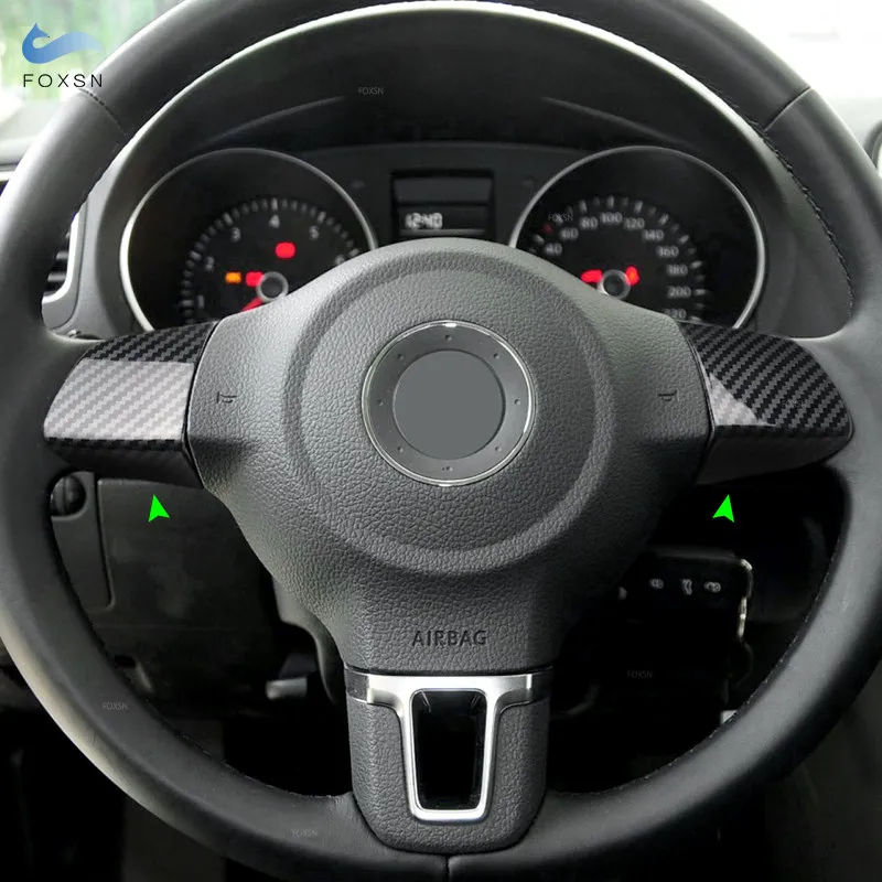 2 Stücke Auto Zubehör Abs Carbon Faser Muster Lenkrad Abdeckung Trim Für Vw Golf 6 Mk6 Bora Polo Jetta Eos Touran Caddy