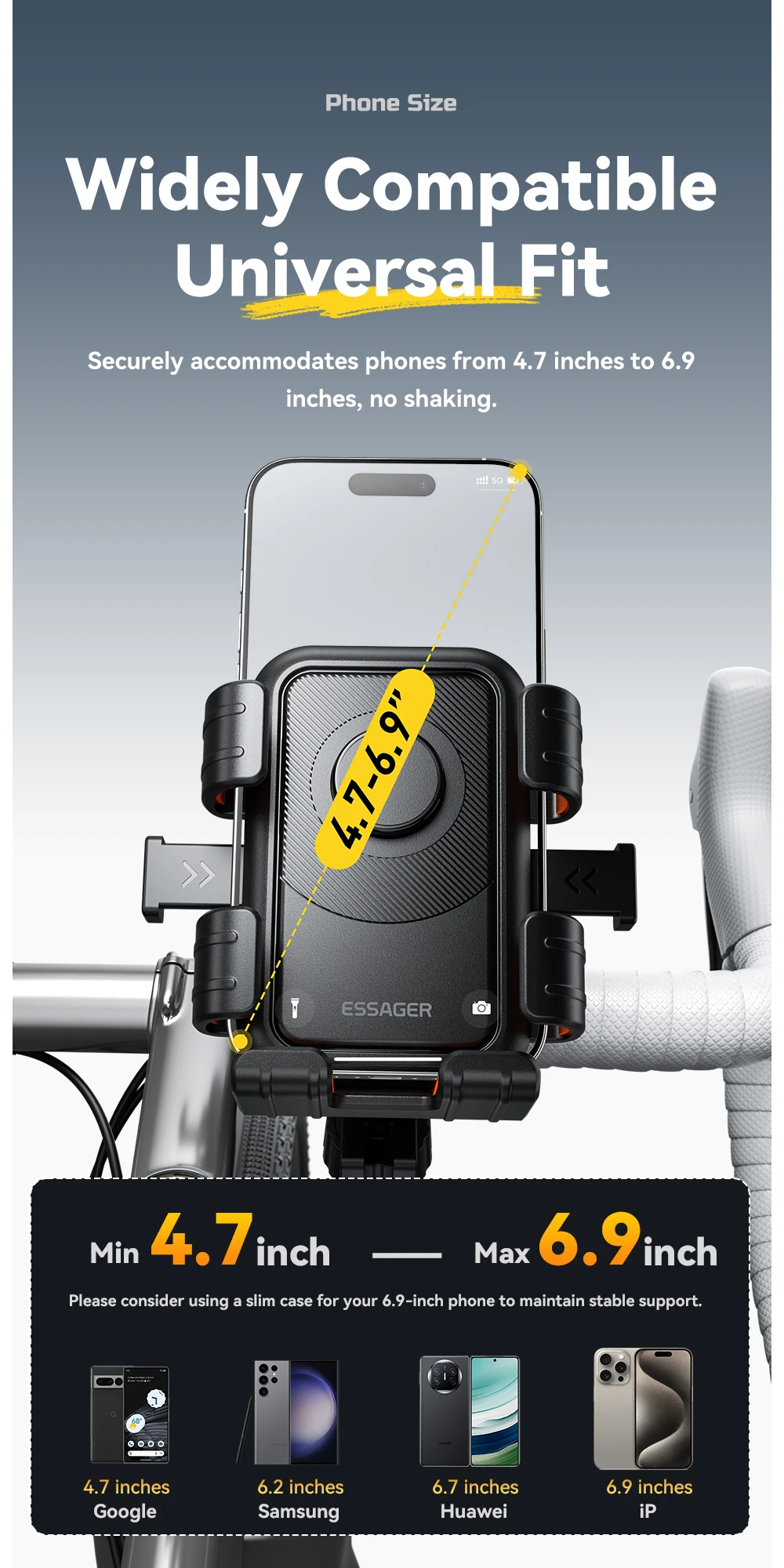 Motorcycle Bike Phone Mount 360°Rotatable Phone Holder for Mountain Bike Motorcy
