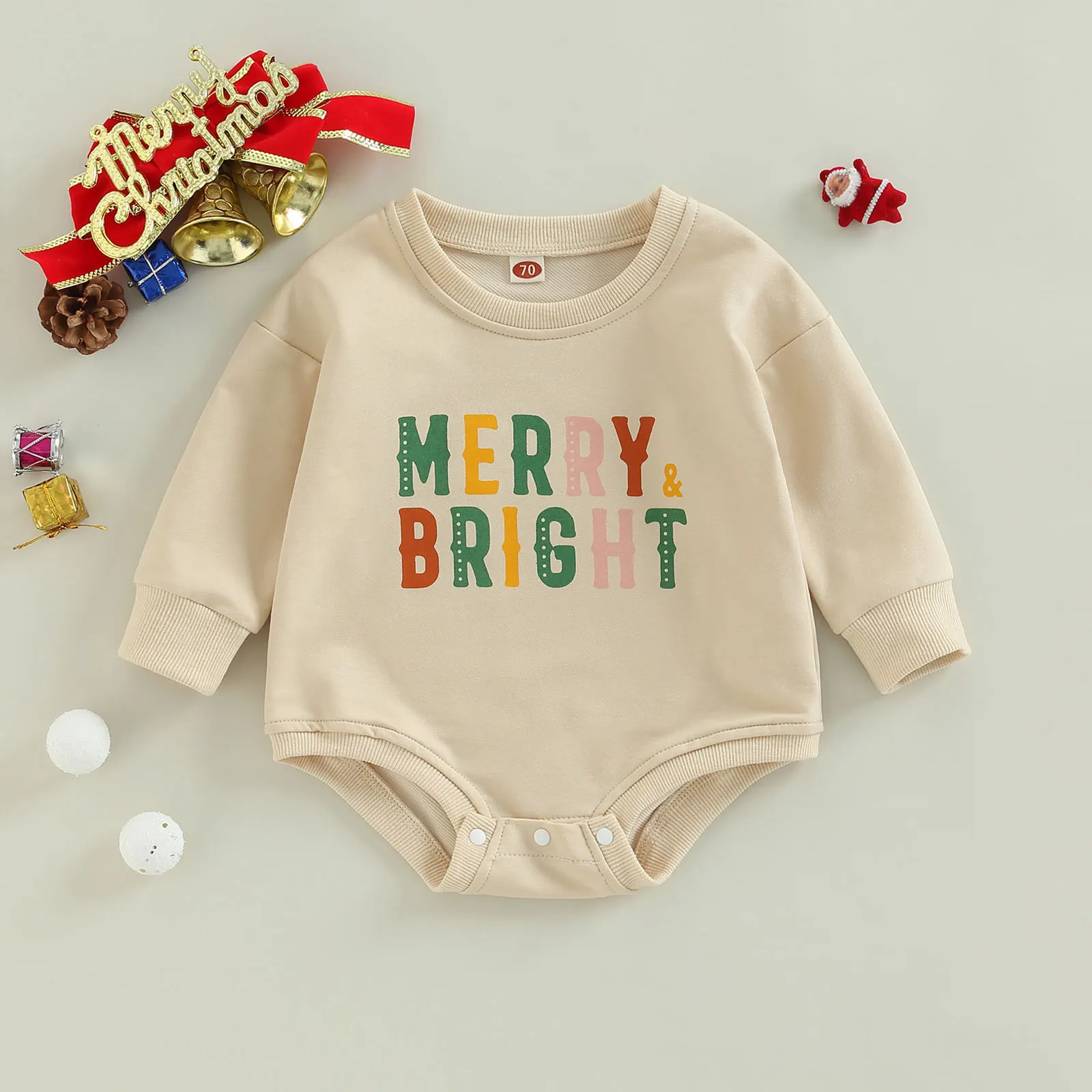 

2022-09-14 Lioraitiin 0-24M Christmas Toddler Baby Boy Girl Rompers Cane/ Snowman/ Letters Print Long Sleeve Jumpsuit