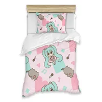Hatsune Miku Bed Sheets Set Comforter Quilt Cover Duvets Single Bedding 1