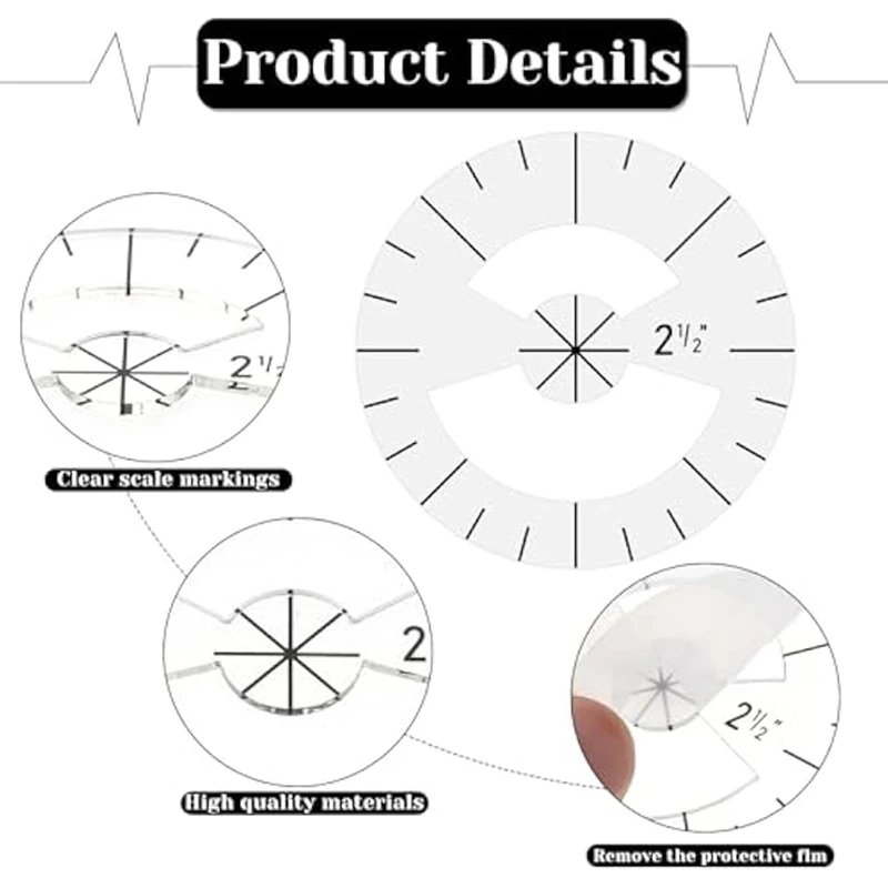 GIGI 5Pcs Circle Ruler Quilting Template Set Circle Templates For Quilting Rulers Acrylic Rulers