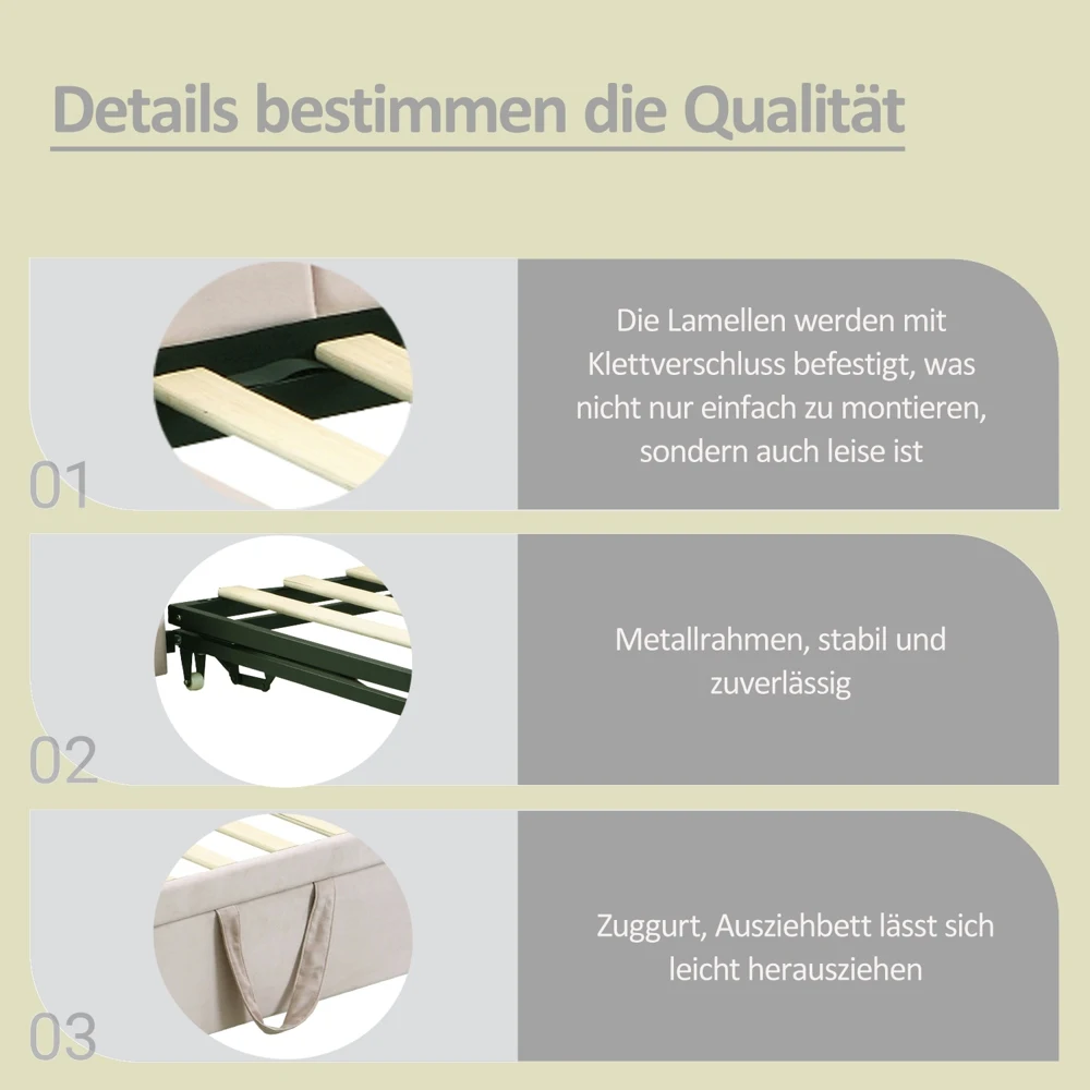 KOMHTOM 2-in-1 Multifunktions-Schlafsofa, Samtrosa Polsterbett Platzsparendes Design als Kinderbett oder Gästebett nutzbar – Detail 10