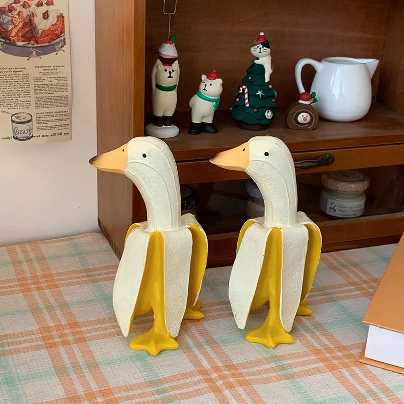 Banana Duck Kawaii Room Decoration Home Office Desk Accessories Miniature Statue Modern Home Creative Craft Object Funny Gift