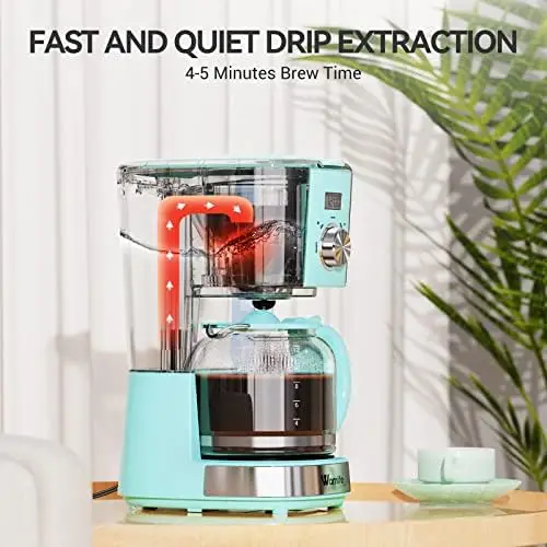 Coffee Maker - 12 Cup Programmable Drip Coffee Machine Coffee Brewer Timer  Machine with Thermal Carafe Retro Coffee Makers for H