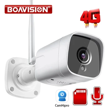 무선 야외 불릿 보안 카메라, 4G SIM 카드 카메라, HD 1080P, 5MP, 8MP, 와이파이, CCTV, 20M IR, 양방향 오디오 트리거, 사운드 알람