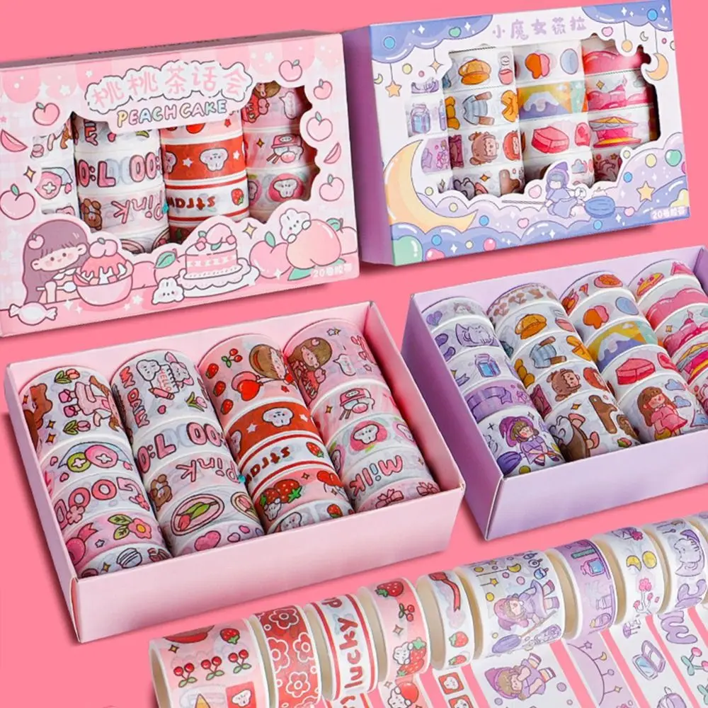 

20 Rolls of Hand Account Tape Full Set of Hand Account Stickers and Paper Film Set Color Cute Children's High-value Gift