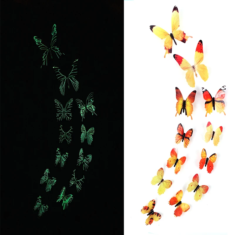 Glowing 3D Butterfly Wall Stickers - Luminous Decorative Decals