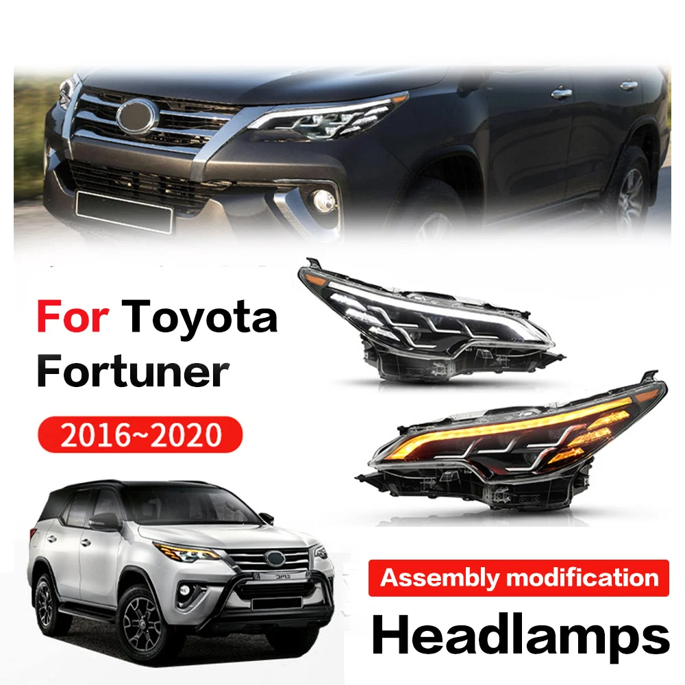 

For Toyota Fortuner Rider 2016-2020 Headlight LED Dual Beam Lens Assembly Plug And Play Turn Signal Auto Accessories DRL