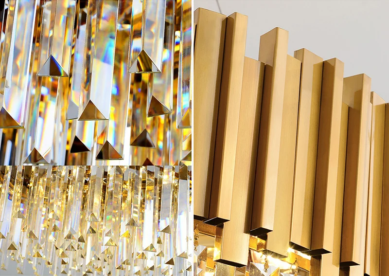 Luxury Modern Chandelier Gold Round Oval Stainless Steel K9 Crystal Tricolor Pendant Light For Dining Room Living Room Bedroom