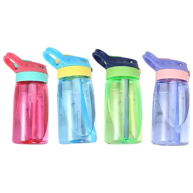 16.2oz 480ml Children Kids Water Bottle With Straw Plastic