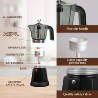 Cafetière électrique 480W, 300ml/6 tasses, cafetière italienne portable en aluminium pour la maison, percolateur pour la maison, noir 3