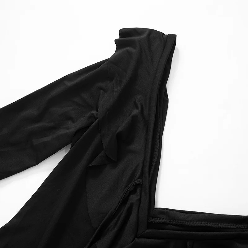 Sexy Deep V Ruffled Bodycon Short Skirt For Women Fall Ruffled Flared Sleeves Party Evening Dress Street Clothing