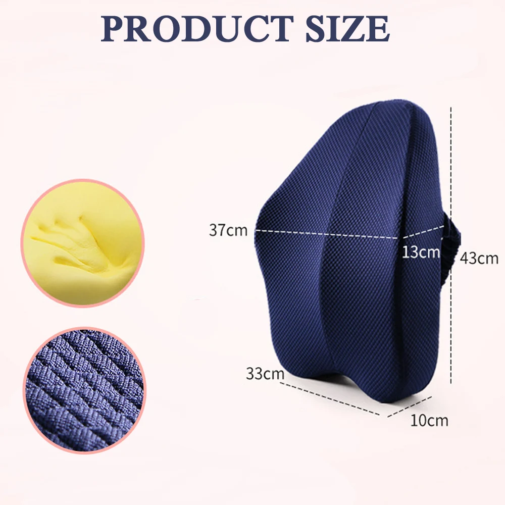 Memory Foam Coccyx Seat Cushion & Lumbar Support Pillow for Office Chair Car Wheelchair Orthopedic Chair Pad and Back Cushion - Image 2