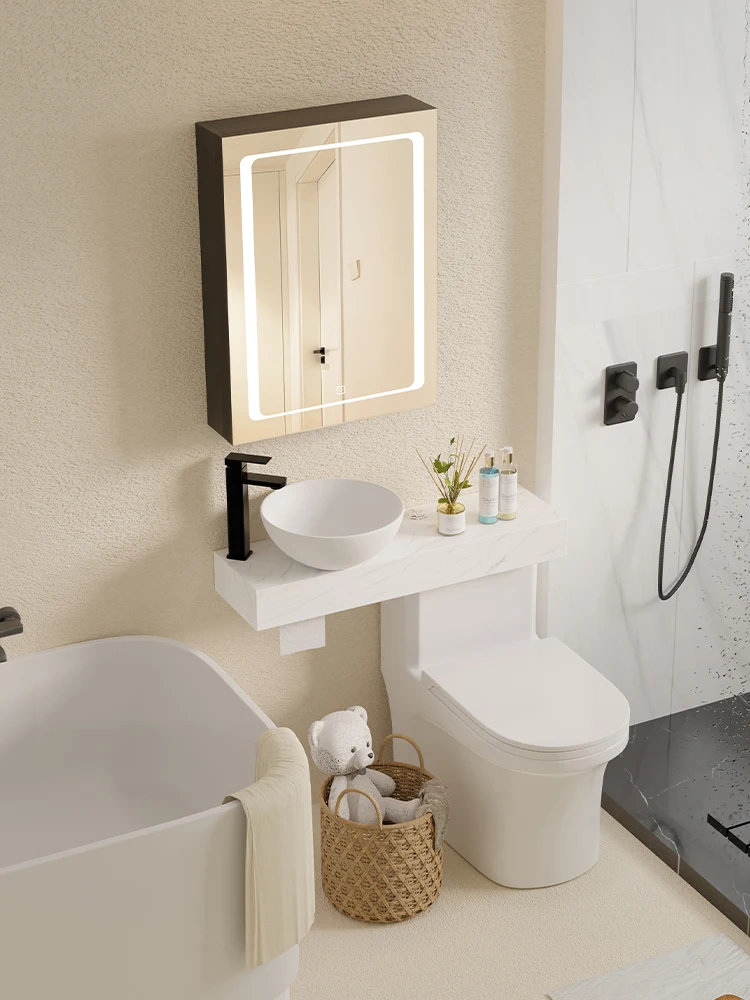 Small-Apartment-with-Sink-Integrated-Bathroom-Stone-Plate-Table-Top ...
