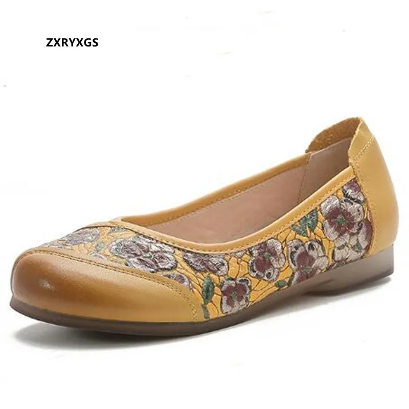 

2022 New Spring Classic Embossed Genuine Leather Shoes Flat Shoes Elegant Beautiful Comfortable Women Shoes ShallowTrendy Shoes