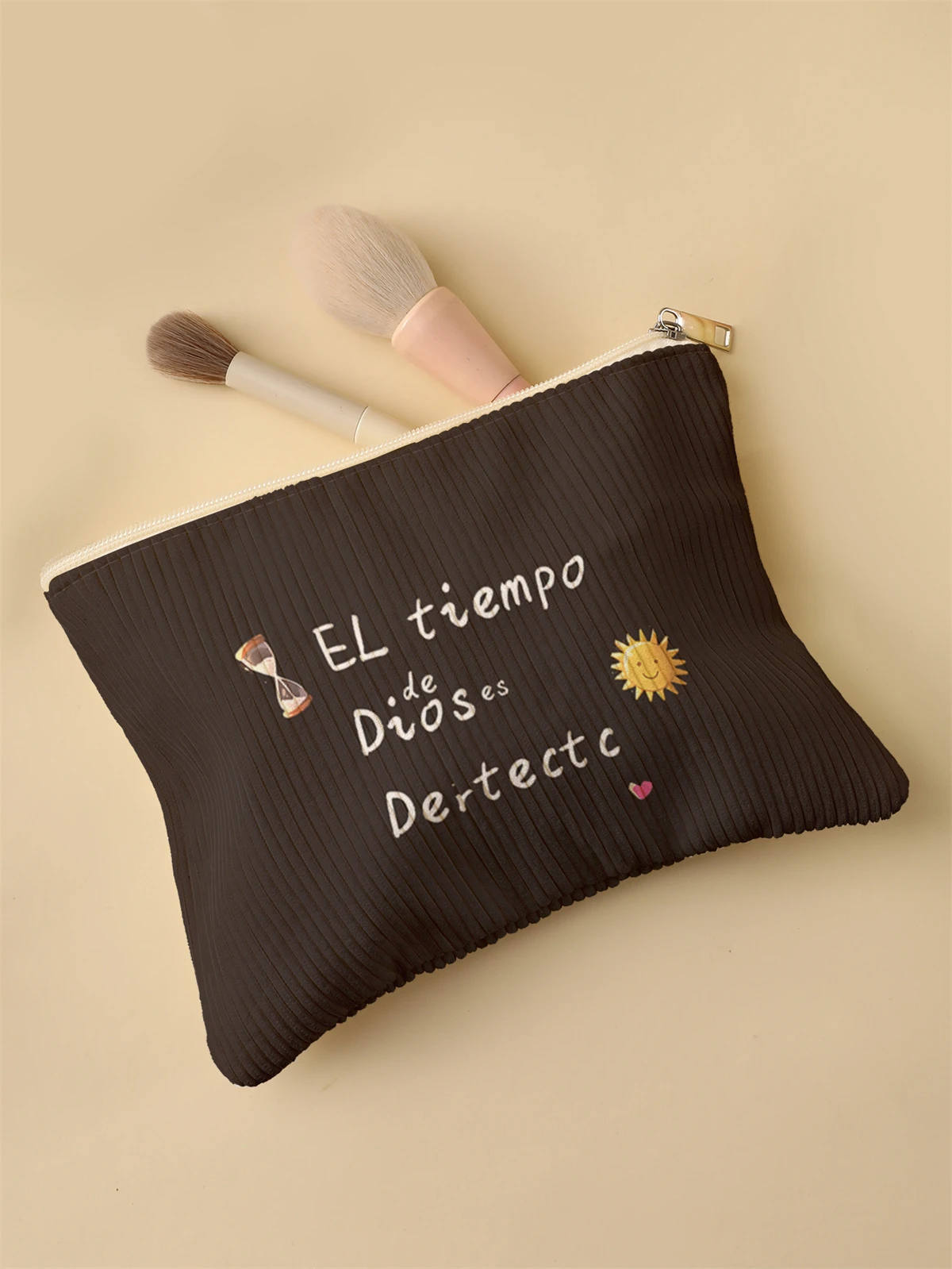 Corduroy Travel Cosmetic Bag Portable Makeup Storage Bag Purses Women Large Capacity Zipper Make Up Organizer Storage Clutch