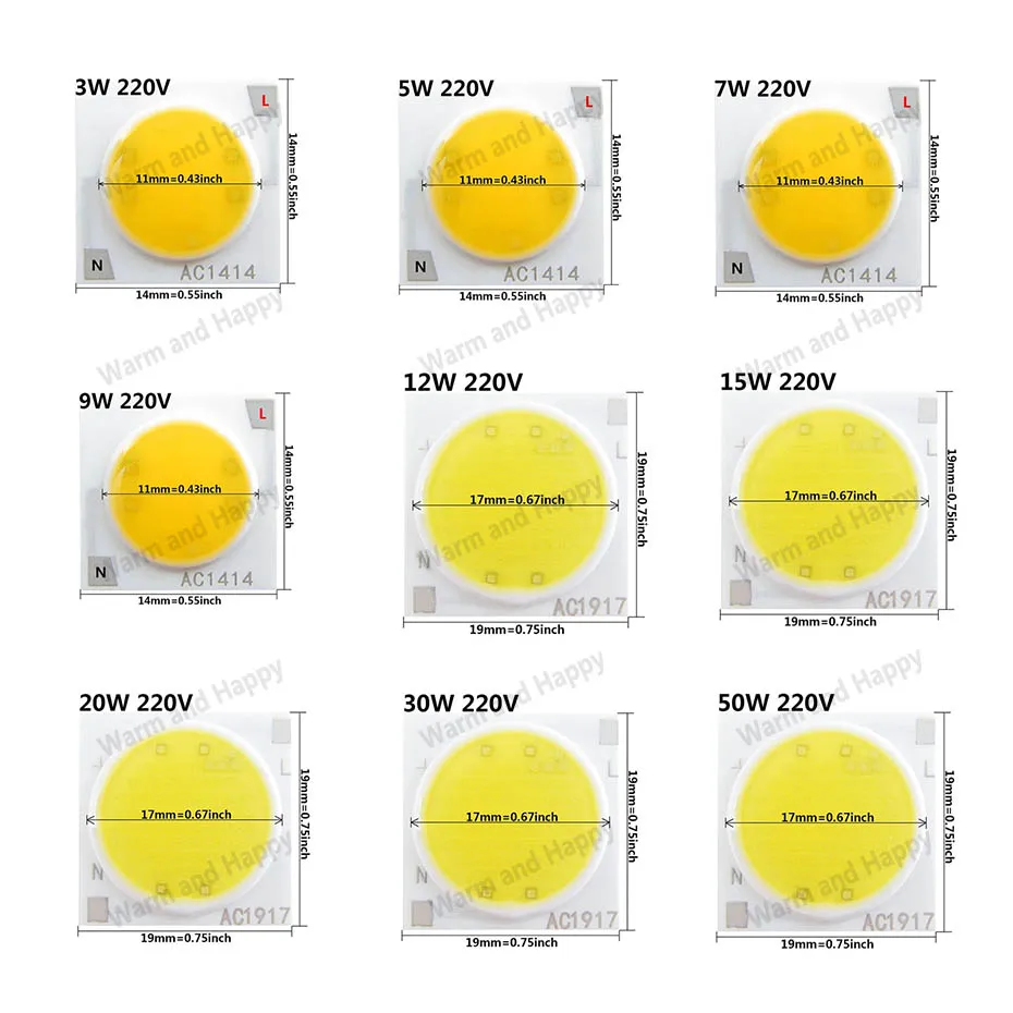 Description Picture 2 of itemCeramics Base LED COB Chip Bulb 3W 5W 7W 9W 12W 15W 20W 30W 50W AC220V Smart IC Diode For FloodLight Spotlight Downlight DIY LED