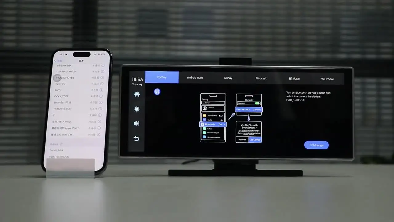 11.26 インチ 4K ダッシュカム車 DVR CarPlay Android 自動車ビデオ