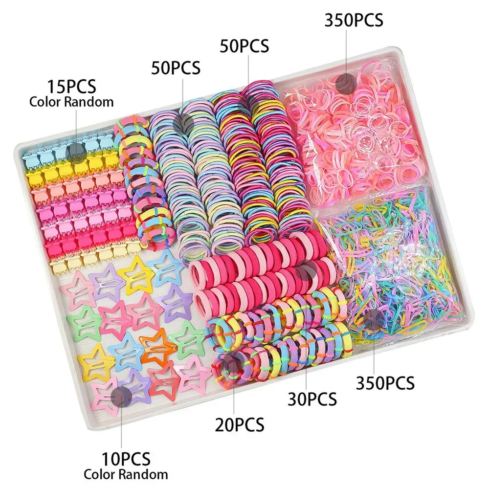Girls' Hair Accessories Gift Set - Leather Headbands + Hair Rings + Rope Ties, Cute Hair Clips Set for Kids and Cards