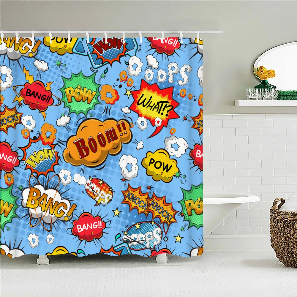 

Cartoon Personality Shower Curtain Funny Explosion Print Fabric Waterproof Polyester Bathroom Curtains Decoration Cortina Ducha