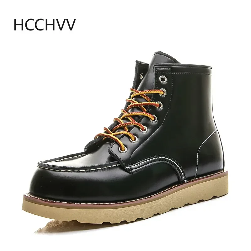 Red Black Winter Mens Shoes Desert Keep Warm Vintage Culture Wings Rookie Mens Boots Motorcycle Boots Red Black Western mens leather boots motorcycle leather boots