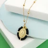 Collier ras du cou pour femme avec pendentif Vierge Marie, chaîne en acier inoxydable couleur or, perles de rocaille, style bohème blanc, noir, rose