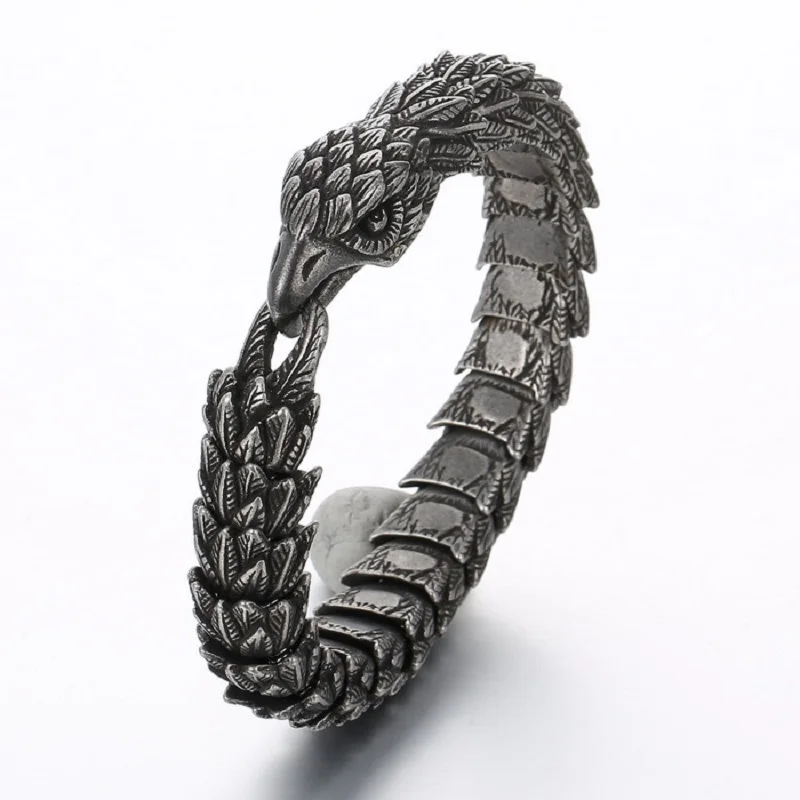 

New creative Serpentine Eagle bracelet Punk style eagle beak titanium steel men's bracelet