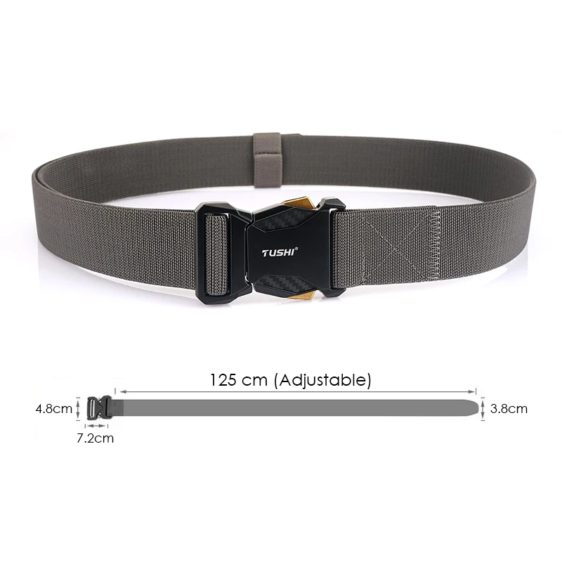HSSEE Tactical Belt for Men Carbon Texture Alloy Buckle Casual Elastic Quick Release Military Army Girdles Male Gift