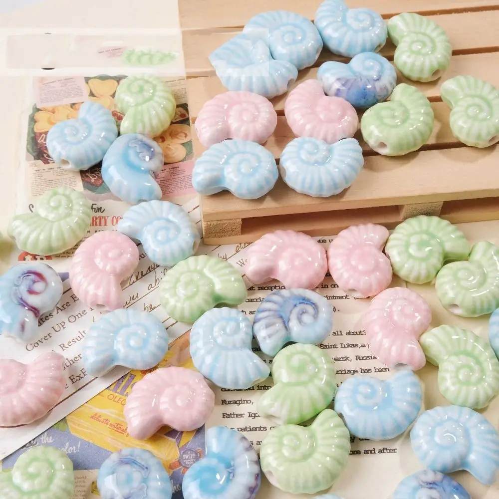 10pcs /bag Handmade Craft Snail Shell Bead Fresh Color Fashion Ceramic ...