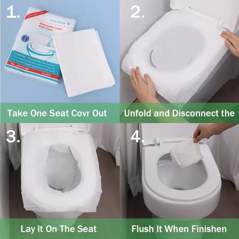 8-50PCS Portable Disposable Toilet Seat Covers Type Travel Camping Hotel Bathroom Accessories Paper Waterproof Soluble Water 6