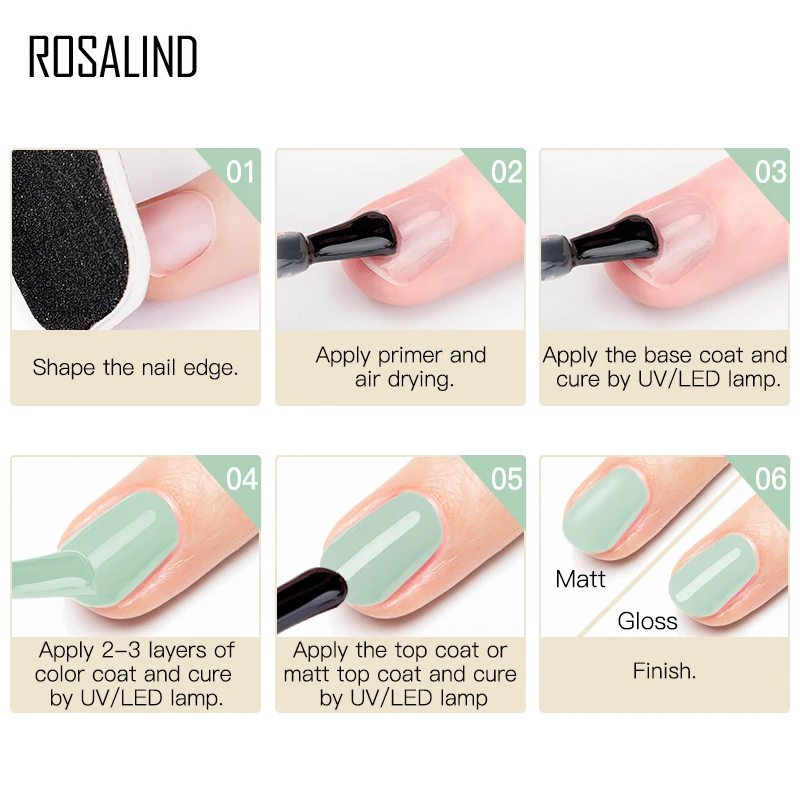 ROSALIND 8ml Top Coat Gel Polish Shiny Soak Off For Manicure Nails Art Decorations Varnish Top Coat UV Gel 3