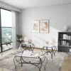 3-Piece Coffee Table Set, Tempered Glass Surface Living Room Sets, Coffee Table & 2 End Side Table, Metal Frame for Living Room 5