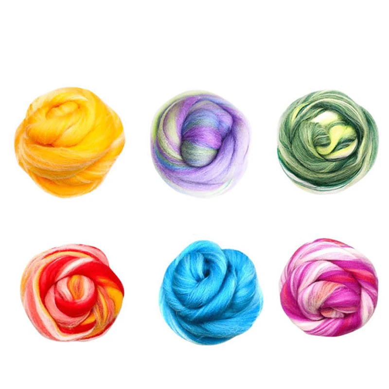 Mixed Color Felting Wool Fiber Needle Felting Natural Collection Animal Projects Wool DIY Craft 1PC 200g
