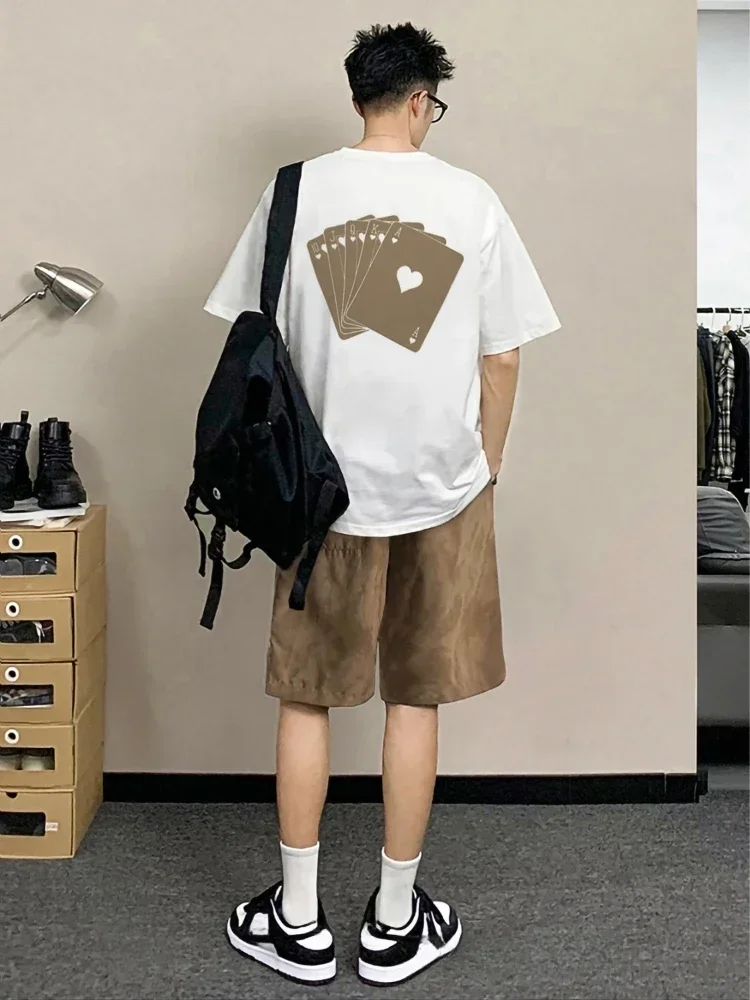 thumbnail image 1 of Conjuntos para hombre, camisetas negras con estampado gráfico de manga corta de algodón, pantalones cortos, trajes para hombre, pantalones básicos, estética, moda XL 2024, 1 of 4