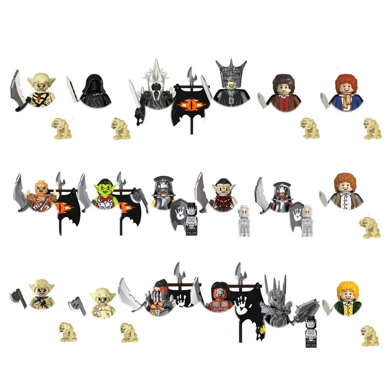 Lord Rings Movies Hobbit Bricks Dolls Goblin Ringwraith Sauron Frodo Orcs Uruk-Hai Mini Action Toy Figures Building Blocks Regali