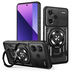 Magnetic Ring Holder Armor Shockproof Case with Magsafe Wireless Charging Cover - Redmi Note13 ProPlus (YJ - Black)
