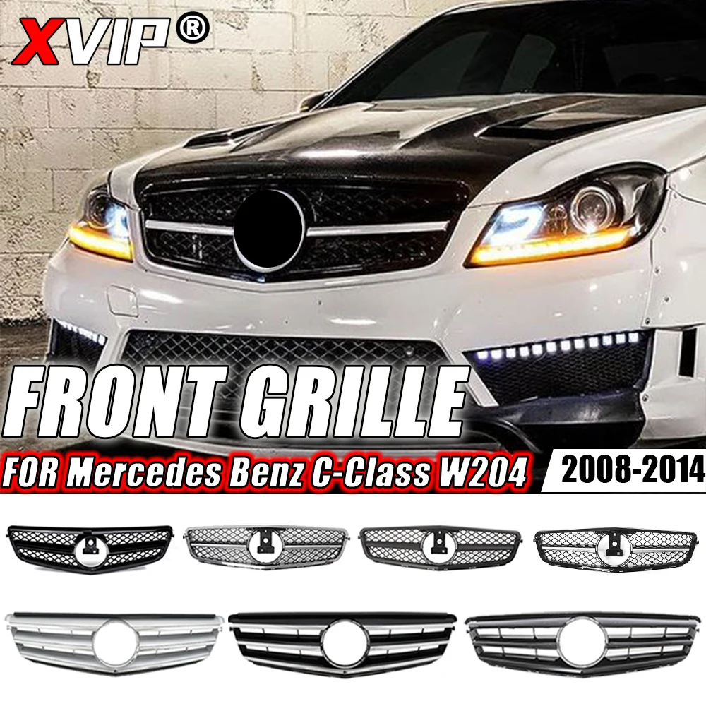XVIP 퍼펙트 매치 프론트 후드 범퍼 그릴, 레이싱 그릴, 메르세데스 벤츠 C 클래스 W204 2008-14 AMG 스타일, 페이스리프트 튜닝 그릴