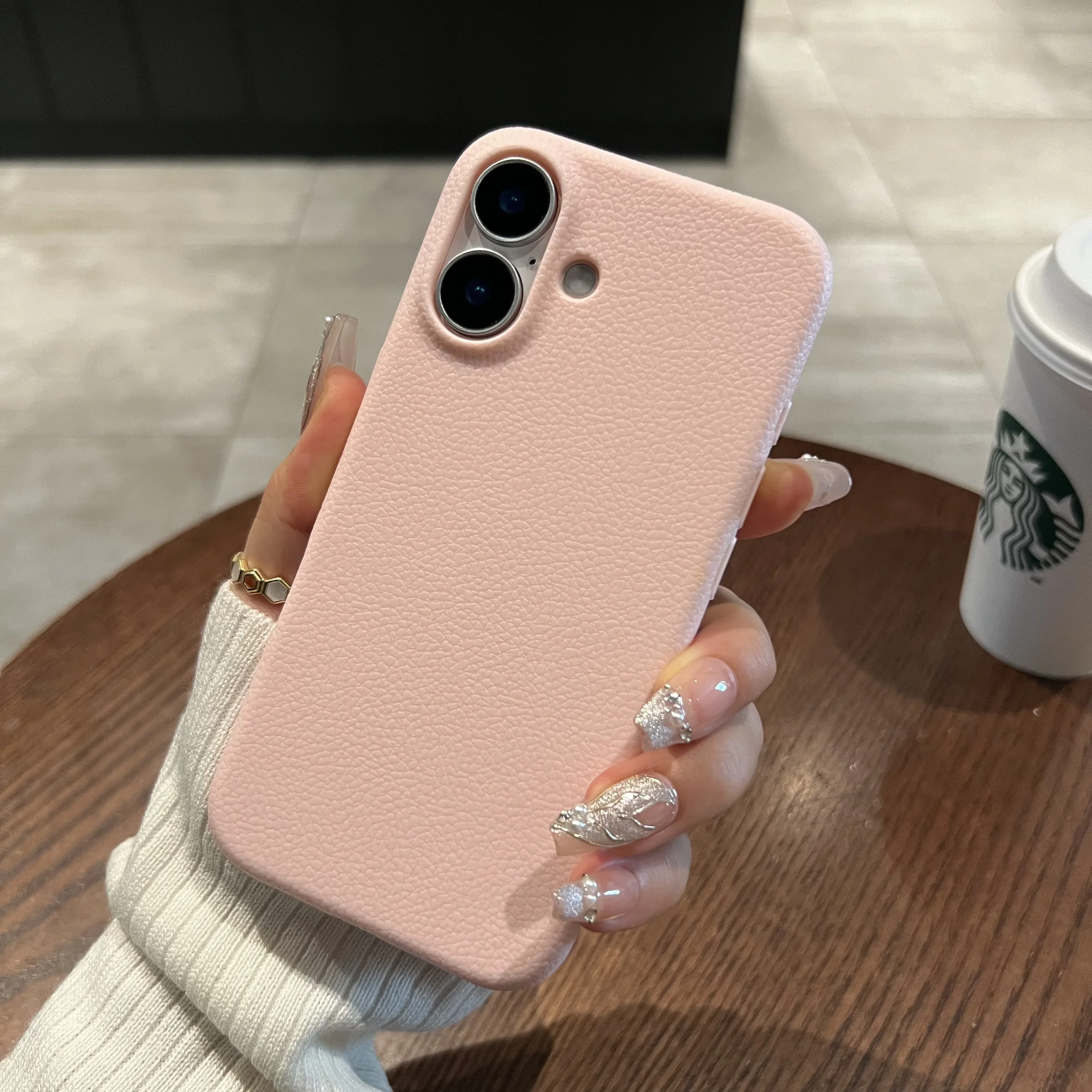 Elegant Leather Texture Shockproof Silicone Case with Lichee Pattern
