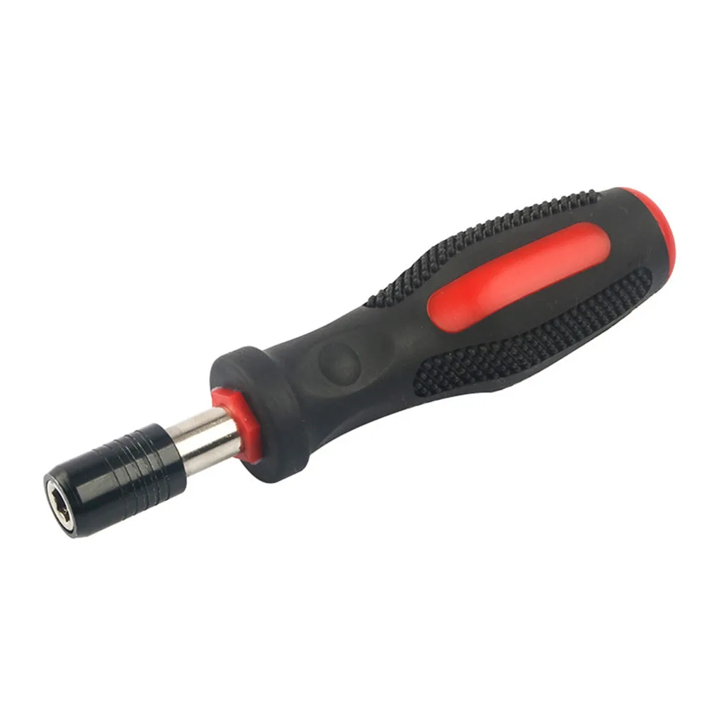 

Screwdriver Handle Non slip Rubber Grip Magnetic Connecting Rod 1/4 Adapter Durable Tool for Various Repairs Red Black