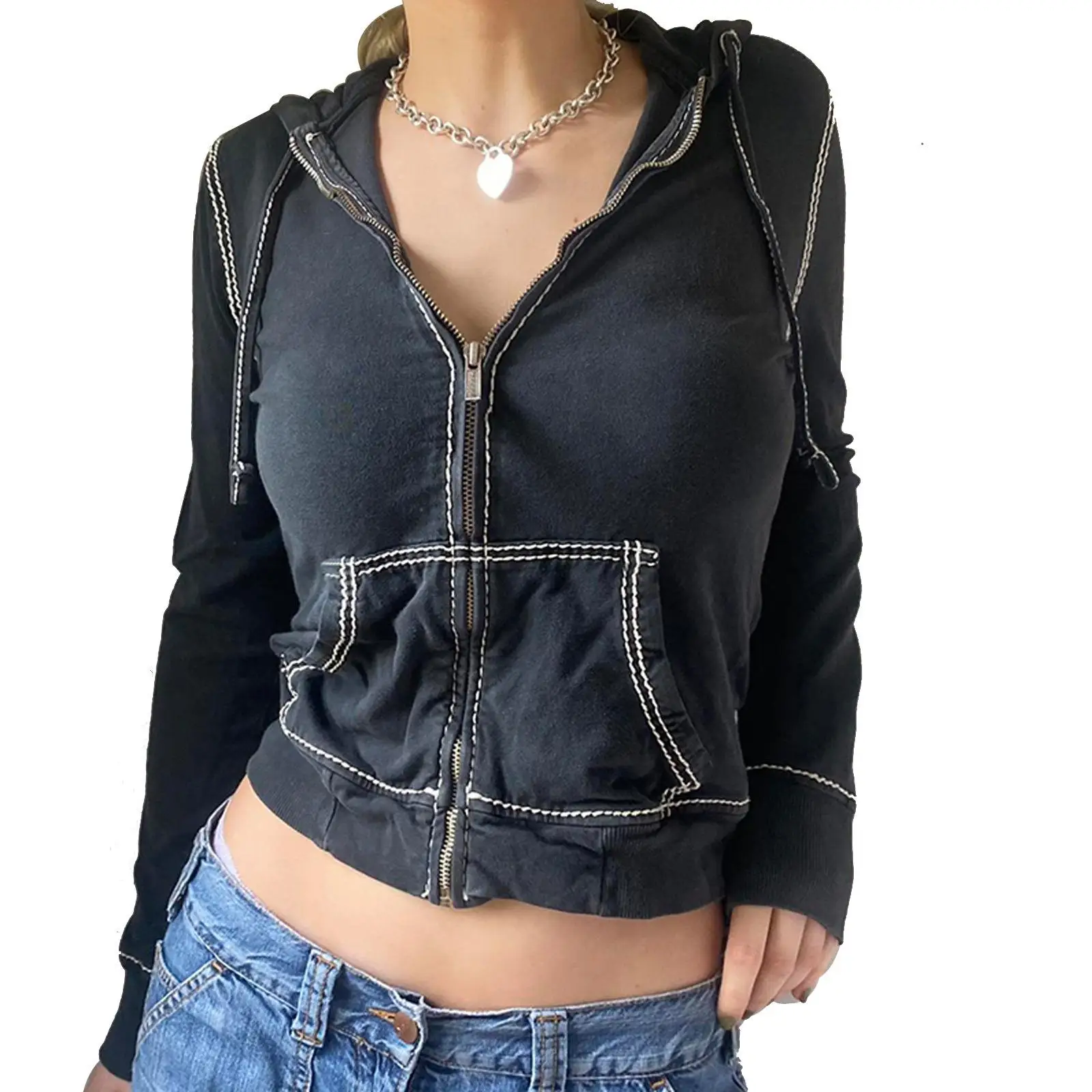 Women's Hooded Zipper Cardigan Sweatirt Jaet Sports Sle ort Coat Casual Faion Cotton Material  Color