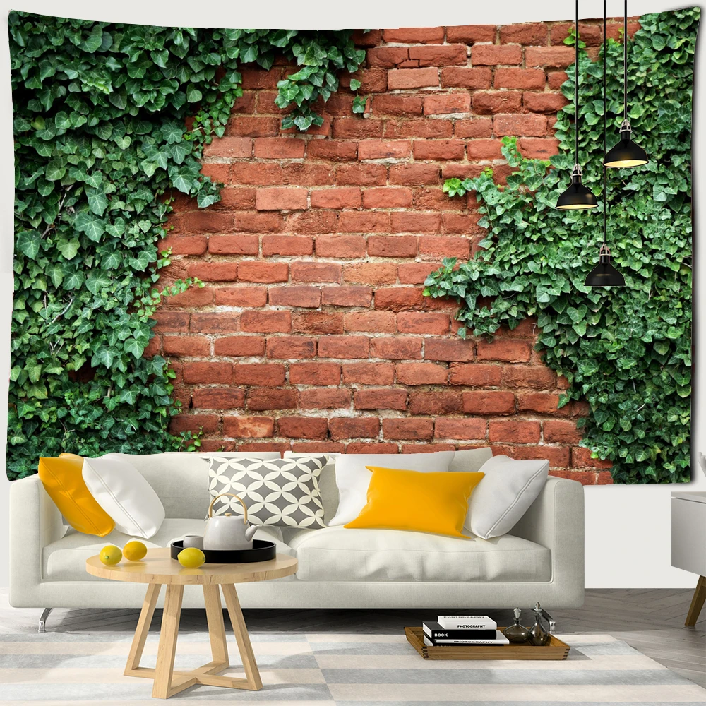 Arazzo Da Parete Retrò Stile Mattoni In Pietra - 152 X 102 Cm - Tessuto 100% Poliestere Per Soggiorno, Camera Da Letto E Dormitorio - Decorazione Vintage