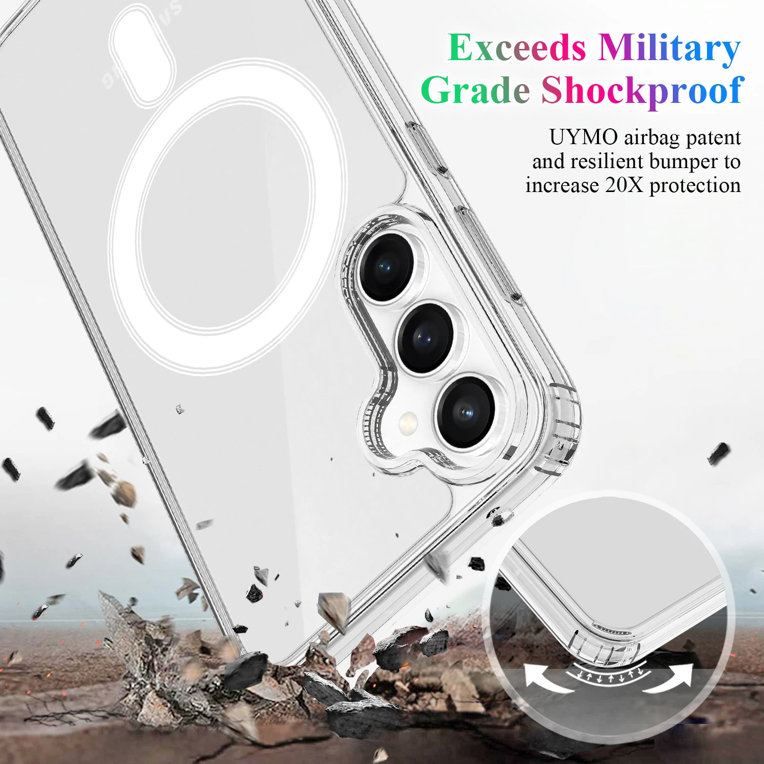 Enhanced Clear Anti-Drop Magnetic Case with Airbag Protection
