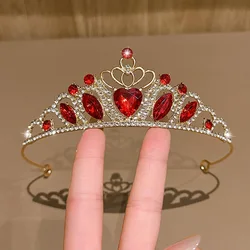 Elegant Golden Red Crown Hair Accessory - Fashionable & Sweet (1pc)