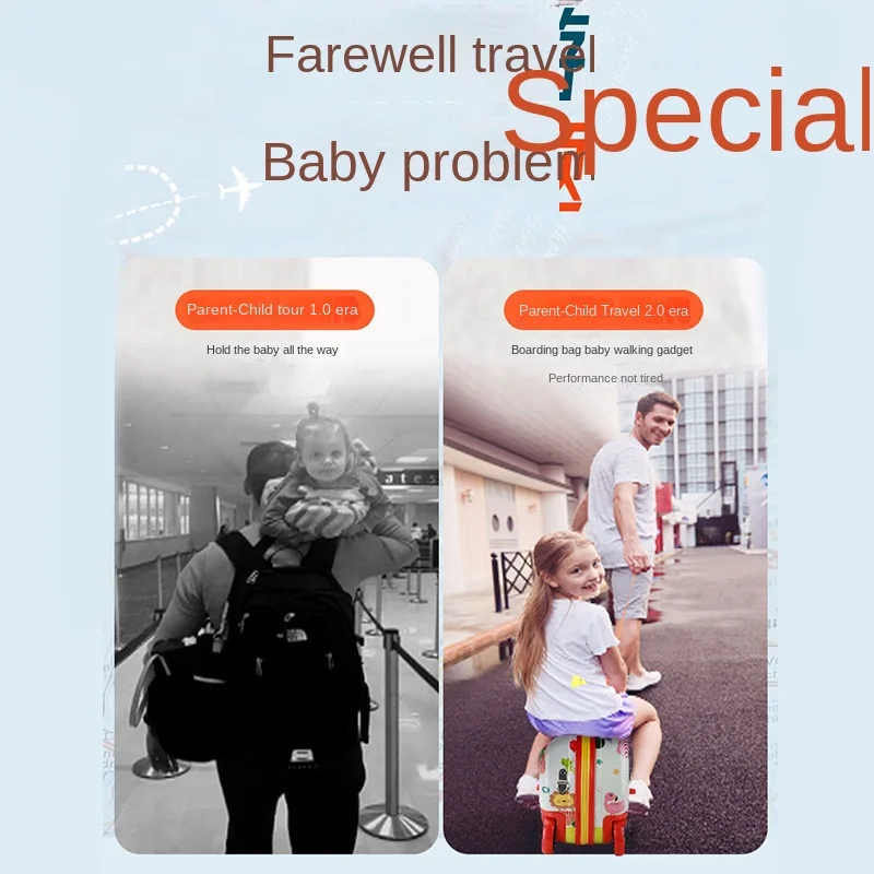 Multifunctional Sitting and Children's Cycling Cartoon Luggage Universal Wheel Suitcase Gift Baby Riding Box