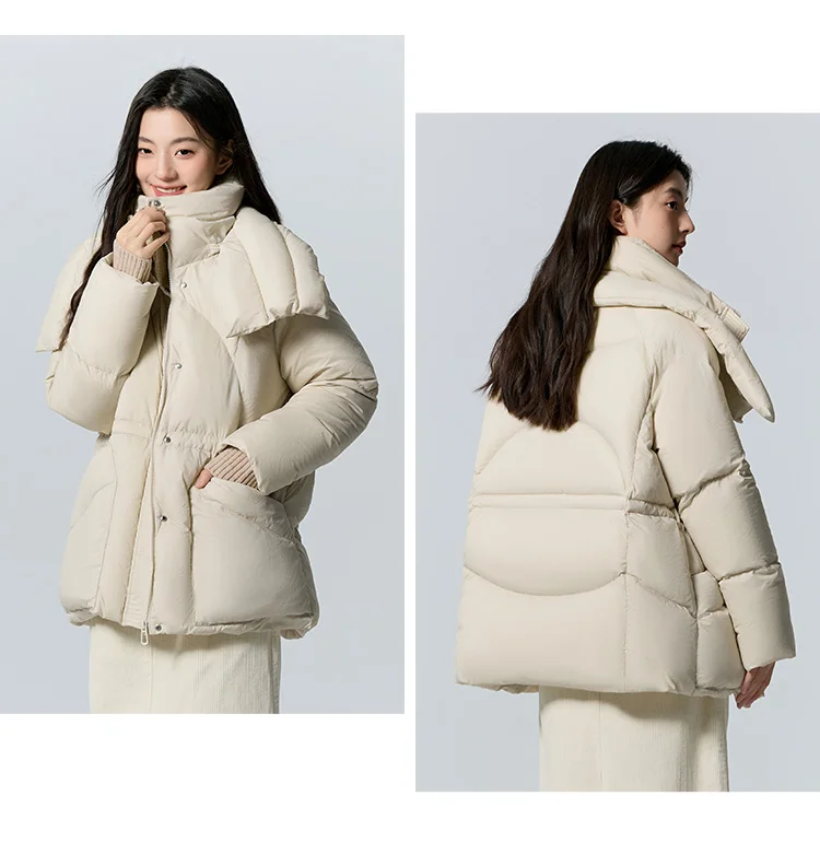 Down Jacket Women Medium Length Loose New Textured Warm Winter Wear