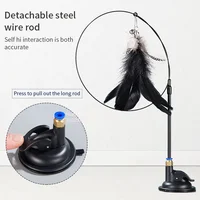 Cat Toy Cat Teaser Stick With Bell Extended Rod Suction Cup Self High And Durable Bite Teaser Tool Replaceable Feather Head 3
