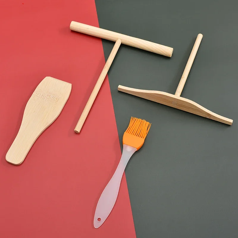 T-Shaped Pancake Utensils Wooden Pancake Shelf Spreader Stick Non-Stick Spreading Pie Tools Restaurant Home Kitchen pancake tool