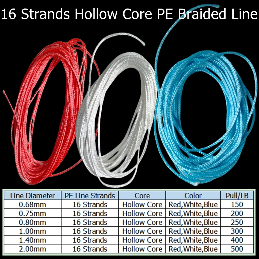 Fishing Line 10m/lot 16 Strands PE Braid for Jig Assist Hook Rigging Diving Spear Fishing