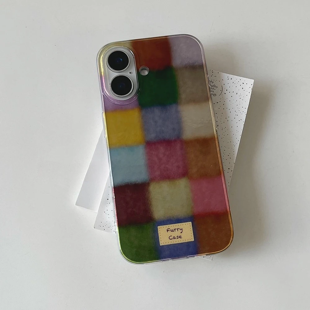Color Plaid Luxury Feather Texture Phone Case